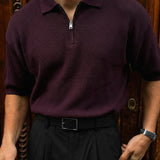 Polo oversize de punto con cremallera – Ciruela