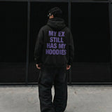 Sudadera oversize con capucha EX Part II – Negro y morado