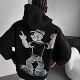 Sudadera oversize con capucha Popeye – Negro