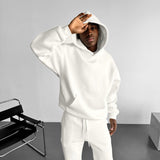 Sudadera básica oversize con capucha – Blanco