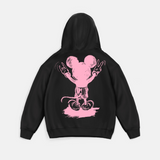 Sudadera oversize con capucha Mouse – Negro y rosa