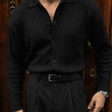 Jersey oversize de punto canalé y manga larga – Negro