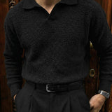Jersey de punto cepillado con cuello – Negro
