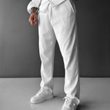 Pantalón de canalé de corte holgado – Blanco