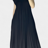 Vestido sin Mangas con Pliegues y Cintura Alta