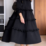 Vestido Sudadera con Volantes y Silueta Casual-Chic