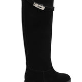 Botas altas de piel Amélie - Negro