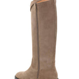 Botas altas de piel Amélie - Caqui