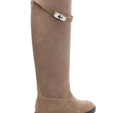 Botas altas de piel Amélie - Caqui