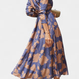 Vestido Midi de Botones con Cuello Floral