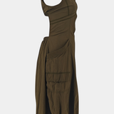 Vestido Midi con Dobladillo de Burbujas y Corsé Ajustado