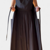 Vestido Largo sin Tirantes con Cordones Laterales Ajustables