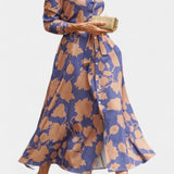 Vestido Midi de Botones con Cuello Floral