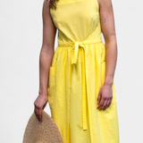 Vestido Largo sin Tirantes con Cordones Laterales Ajustables