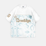 Camiseta oversize Brooklyn – Crudo y turquesa