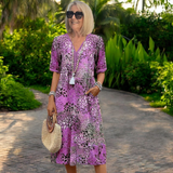 Vestido Fluido con Estampado Boho