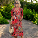 Vestido Fluido con Estampado Boho