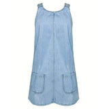 Vestido Vaquero sin Mangas con Fruncido