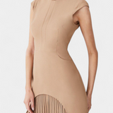 Vestido Mini con Cuello Alto y Detalle Plisado