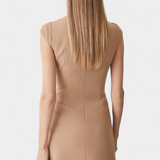Vestido Mini con Cuello Alto y Detalle Plisado