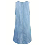 Vestido Vaquero sin Mangas con Fruncido