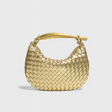 Bolso Tejido con Asa Dorada