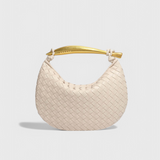 Bolso Tejido con Asa Dorada