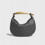 Bolso Tejido con Asa Dorada