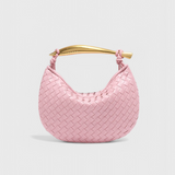 Bolso Tejido con Asa Dorada