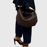 Bolso Tejido con Asa Dorada