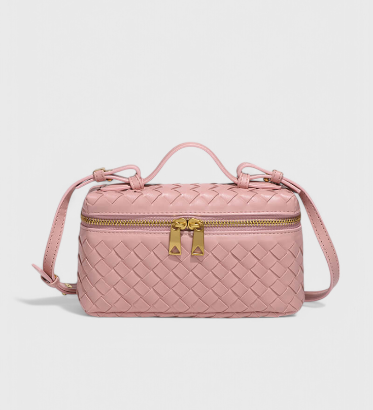 Bolso Mini Tejido con Accesorios Dorados