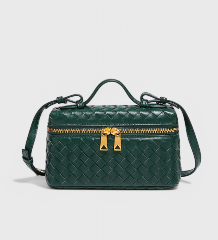 Bolso Mini Tejido con Accesorios Dorados
