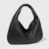Bolso de Hombro Tejido con Herrajes Plateados