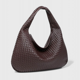 Bolso de Hombro Tejido con Herrajes Plateados