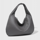 Bolso de Hombro Tejido con Herrajes Plateados
