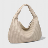 Bolso de Hombro Tejido con Herrajes Plateados