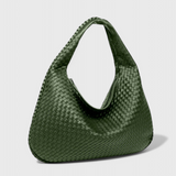 Bolso de Hombro Tejido con Herrajes Plateados