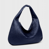 Bolso de Hombro Tejido con Herrajes Plateados