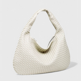 Bolso de Hombro Tejido con Herrajes Plateados