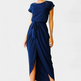 Vestido Midi Envolvente con Abertura Lateral