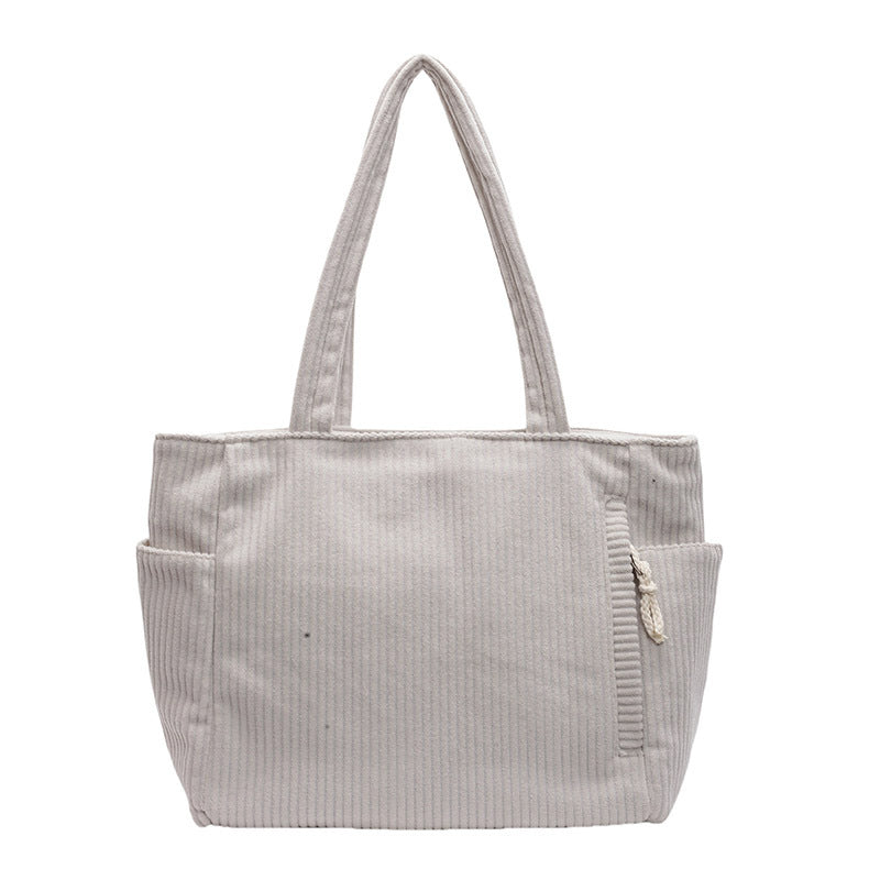 Bolso de Hombro Acanalado con Detalle de Cordón