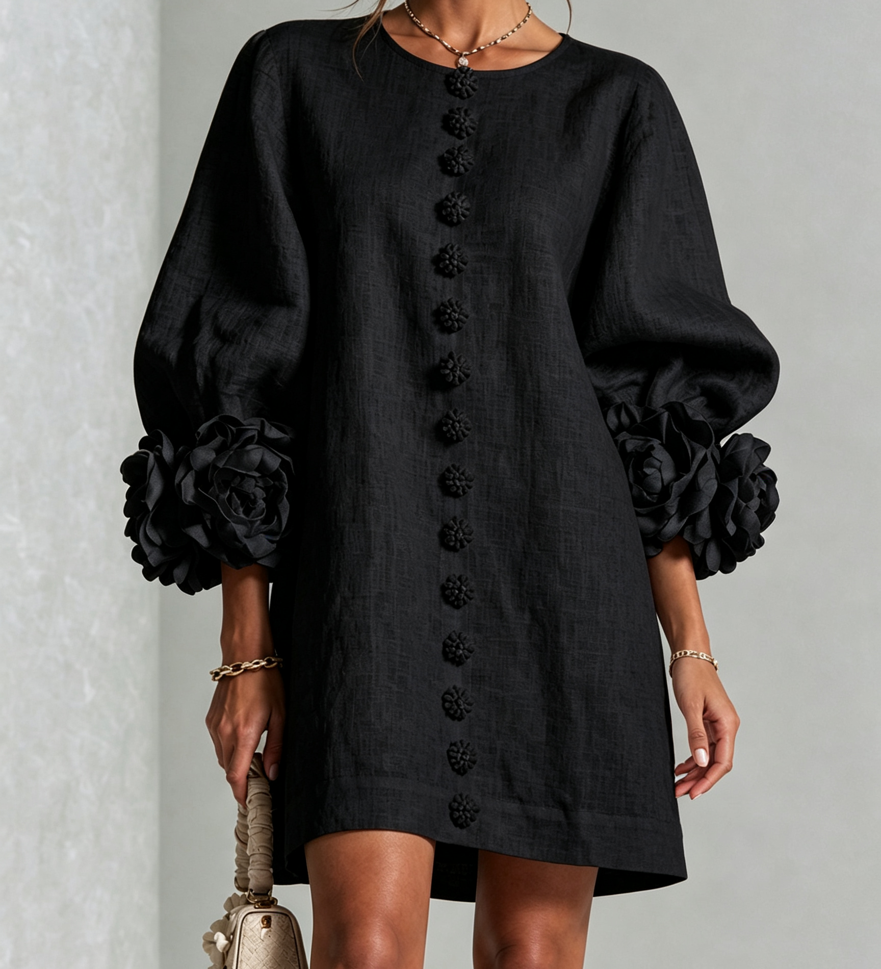 Vestido mini floral con botones
