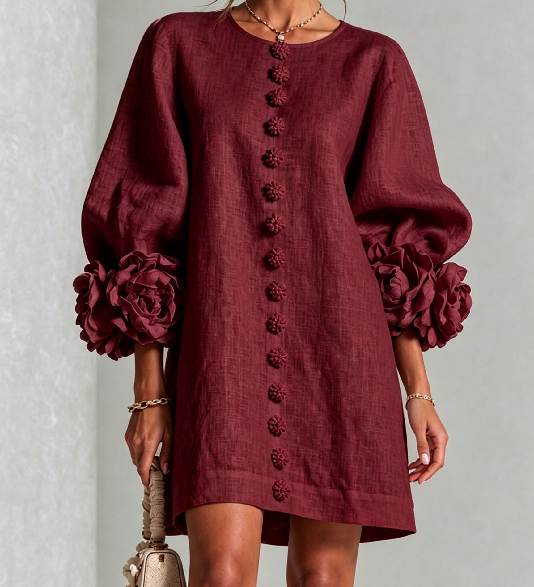 Vestido mini floral con botones