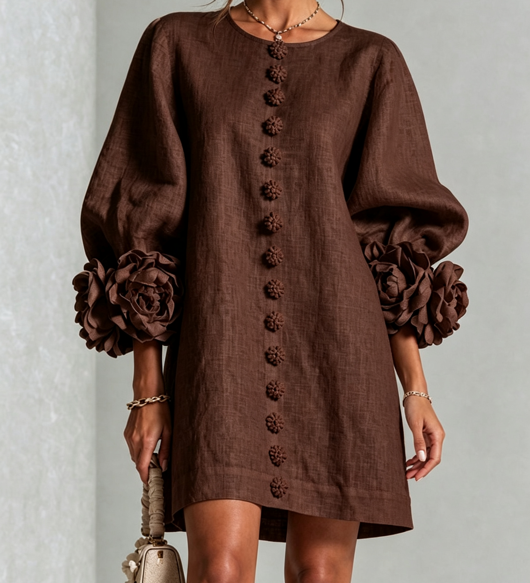 Vestido mini floral con botones