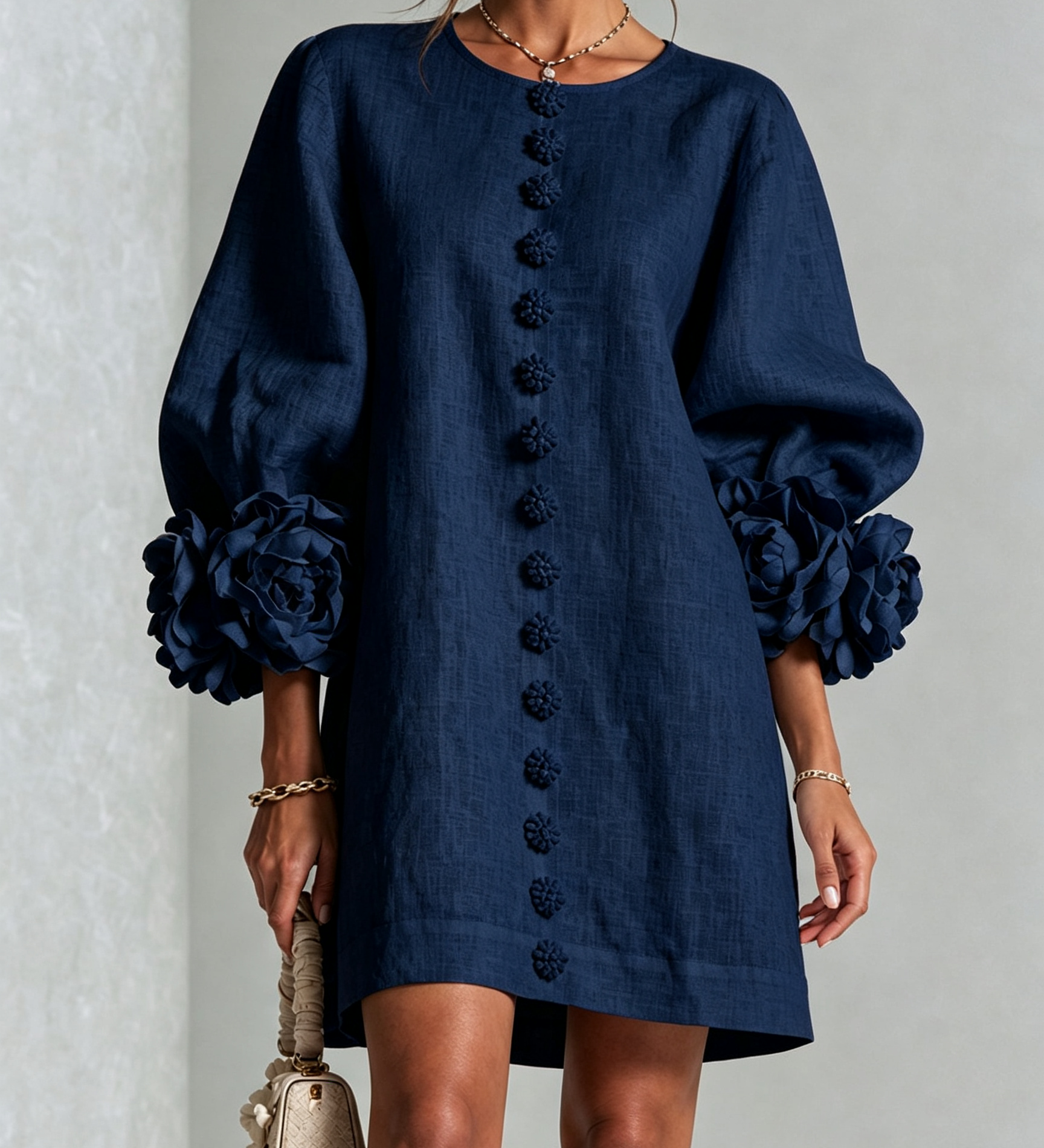 Vestido mini floral con botones