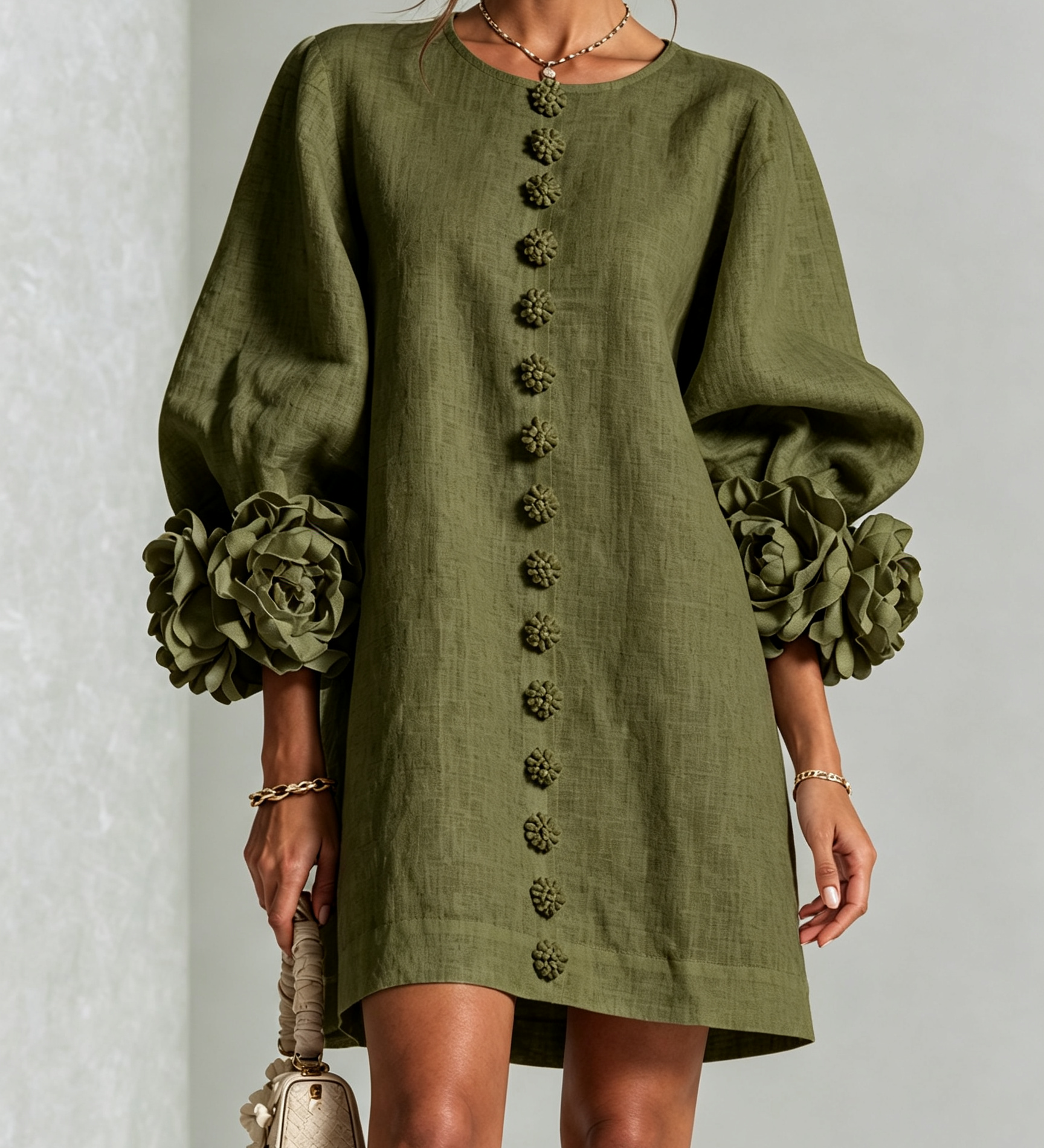 Vestido mini floral con botones
