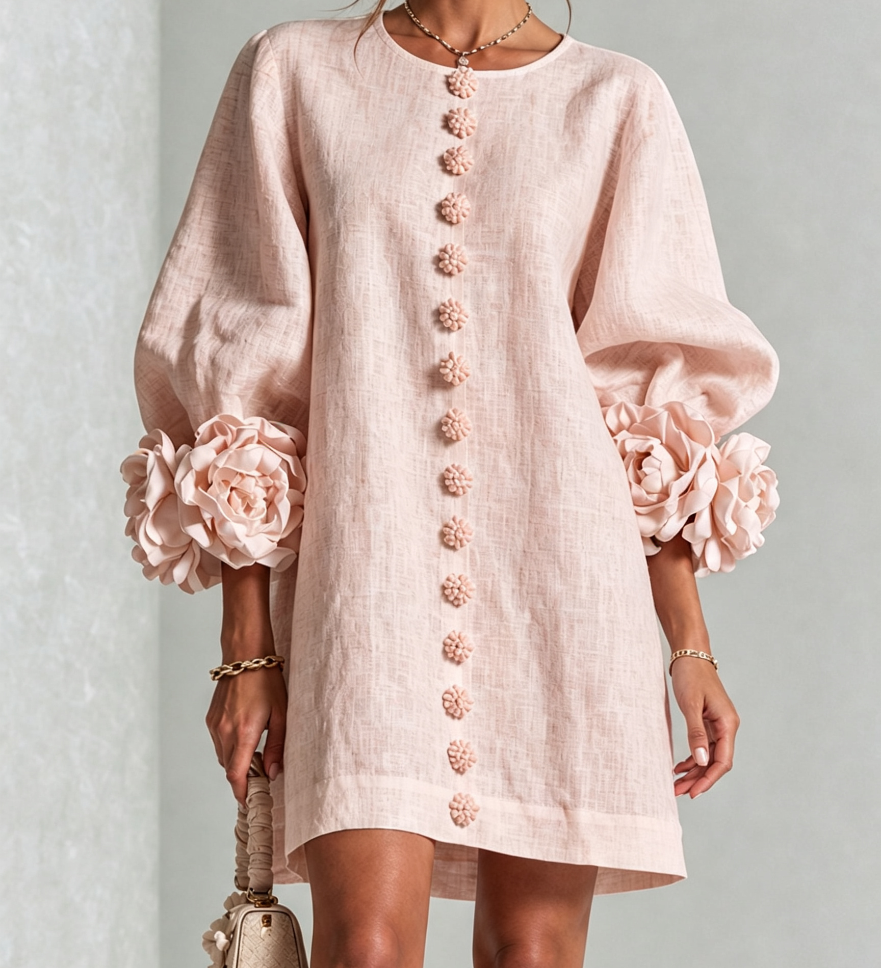 Vestido mini floral con botones