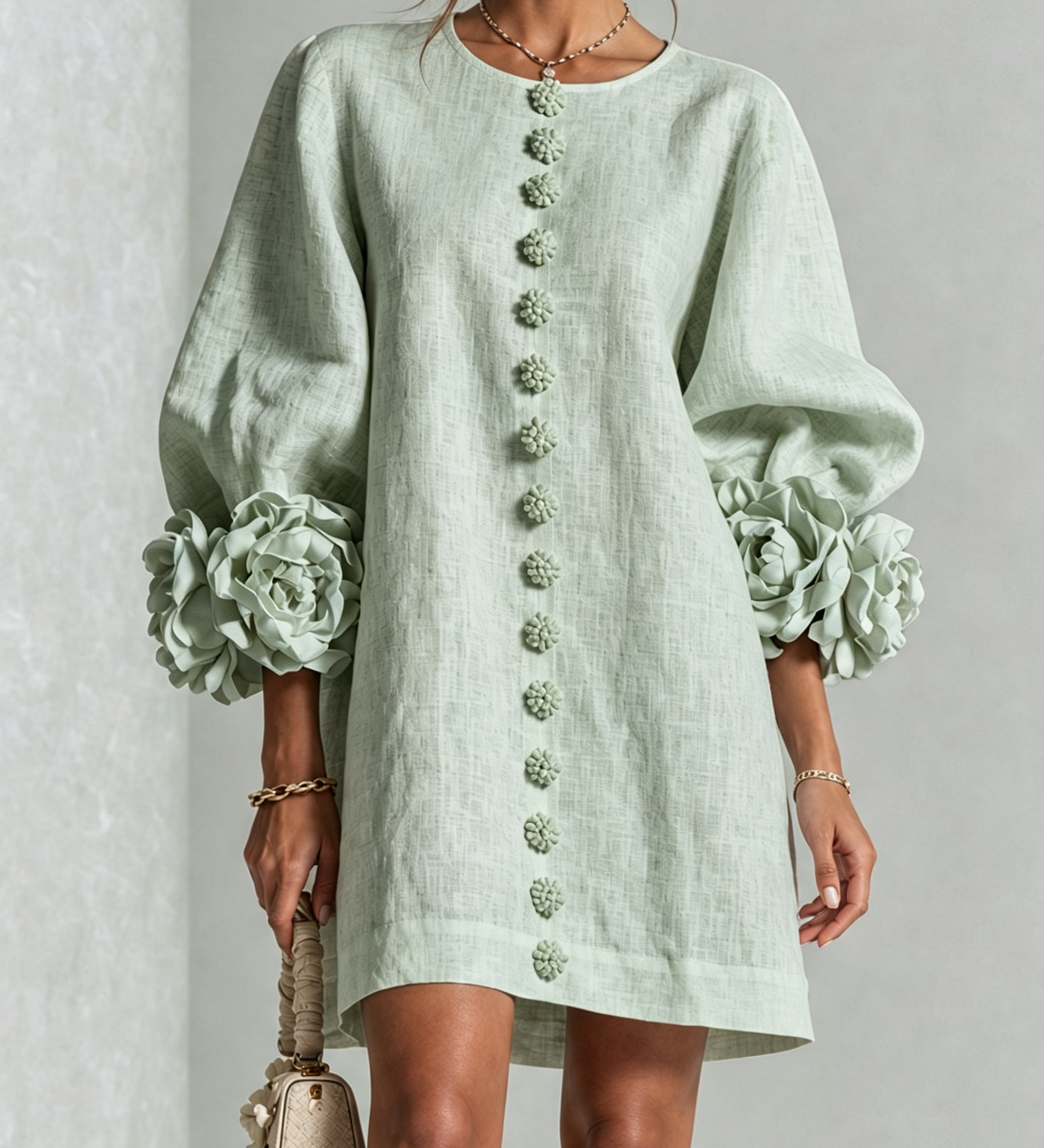 Vestido mini floral con botones