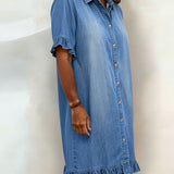 Vestido Camisero Denim con Volantes