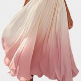 Vestido Maxi Halter Plisado con Detalles de Perlas